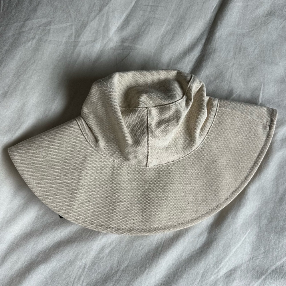 Jenni Kayne Cream Cotton Wide-Brim Hat